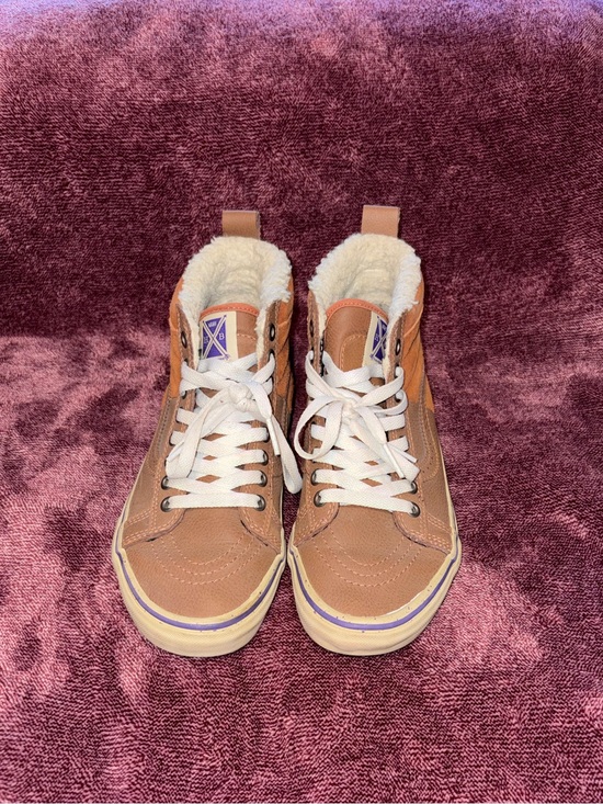Vans Shoes - Vans Tan High-Top Sneakers with White Sherpa Lining